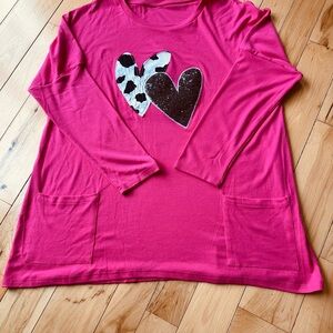 NWOT Women’s Long Sleeve Sequin Hearts Shirt